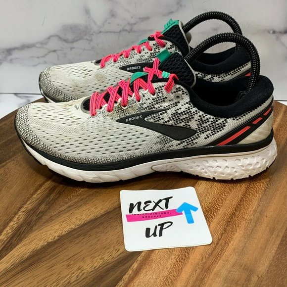 Brooks Shoes Brooks Womens Ghost 1 White Pink Cushioned Athletic